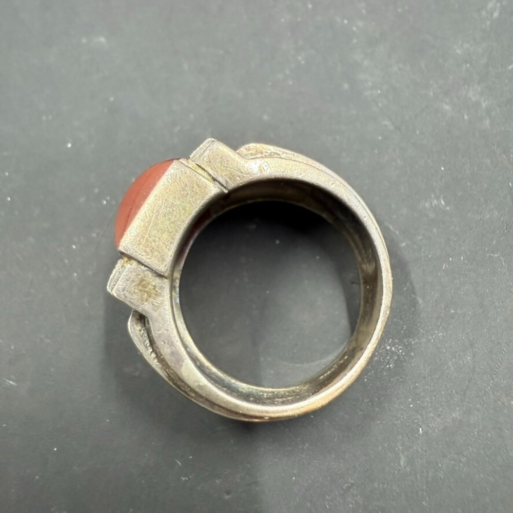 Vintage Sterling Silver‎ Carnelian & Marcasite Ring – Marked Sterling – Size 6.5 - Picture 4 of 5